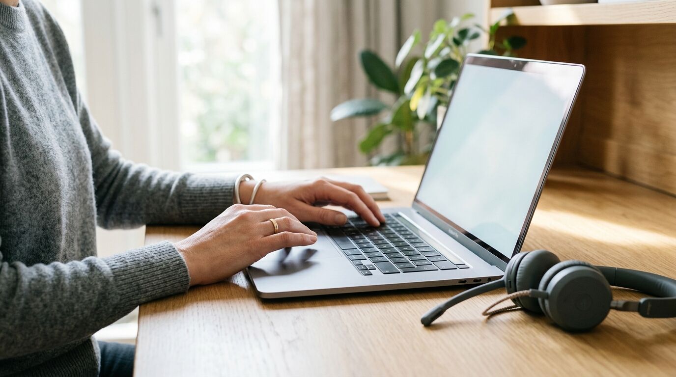 A sales rep reading the iOS 26 Call Screening transcript on an iPhone before answering an unknown call