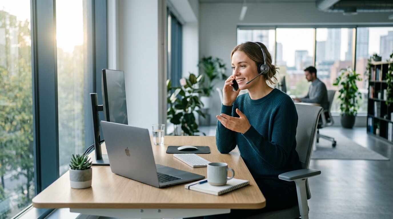 A sales manager reviewing phone number rotation and caller ID reputation on a laptop