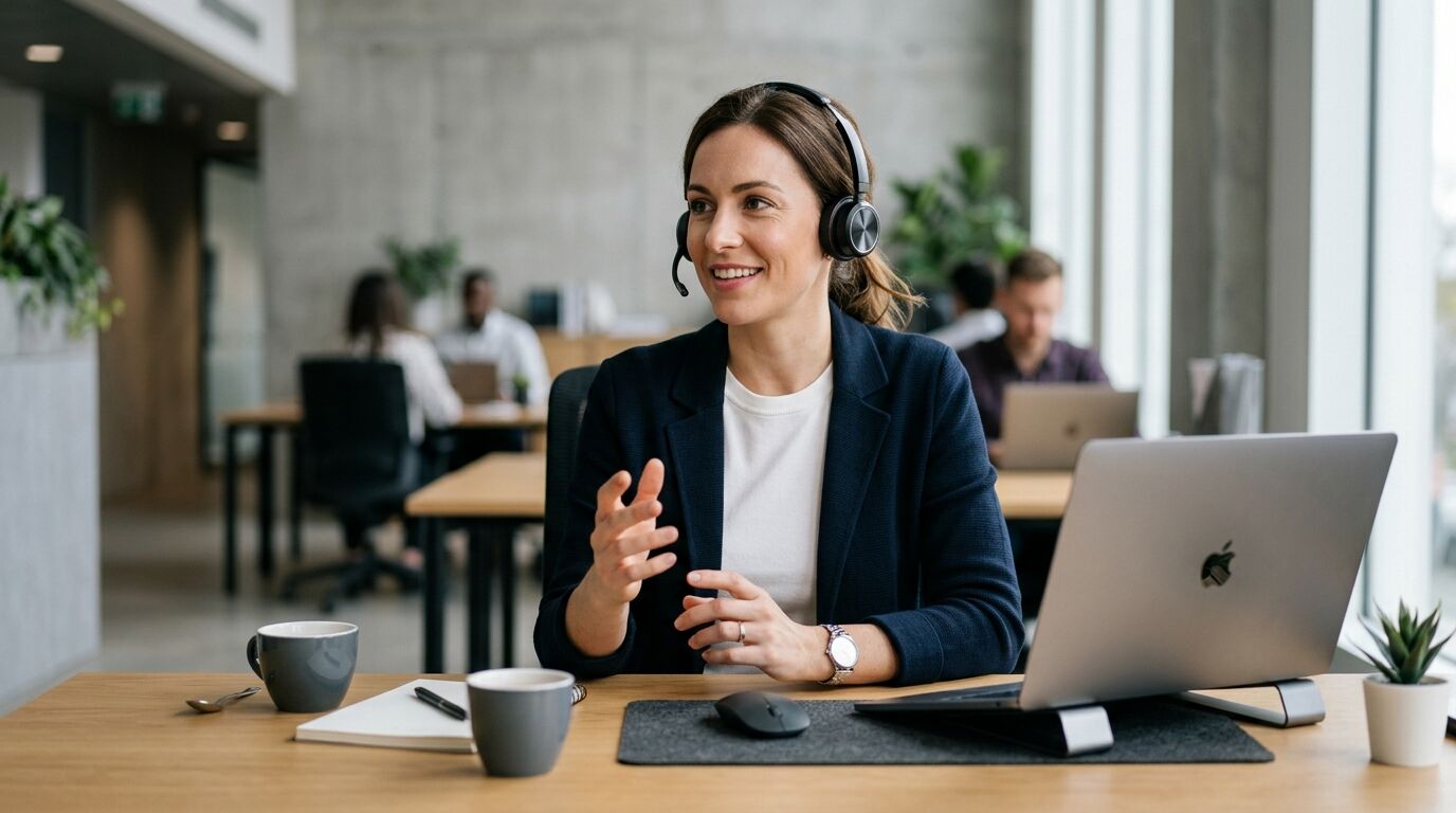 Sales operations manager reviewing a contact list on a monitor before phone number validation runs