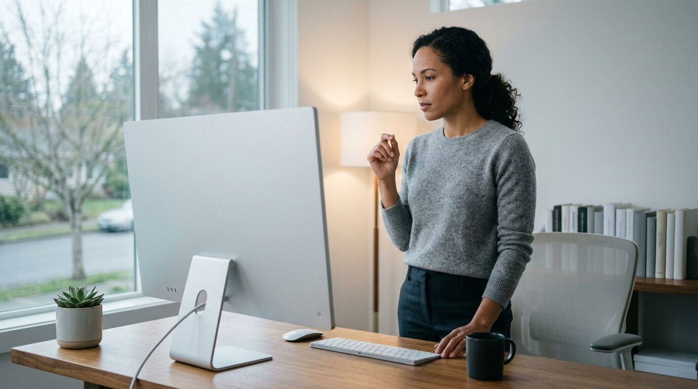 A sales rep reviewing sales appointment bookings on a calendar before sending reminders