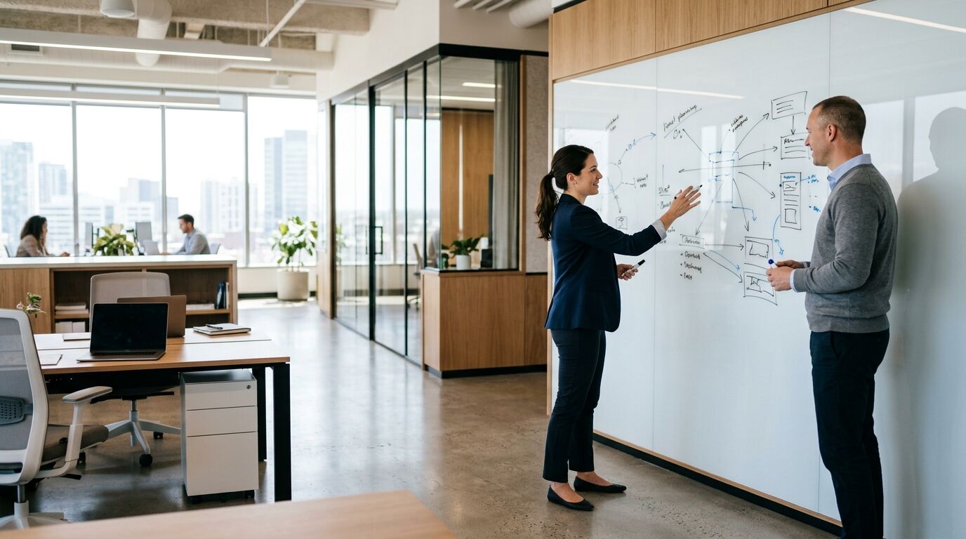 Real estate agent using sales automation to work a lead follow-up list on a laptop